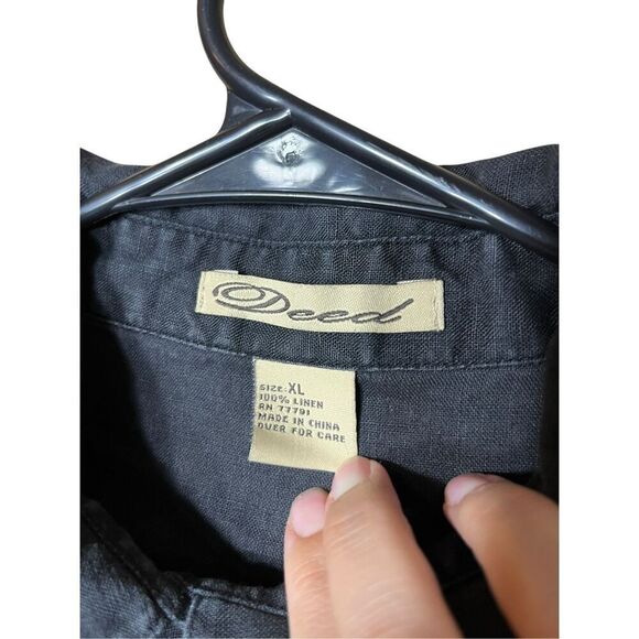 Deed Linen Button Down Long Sleeve Blouse Black Size XL - Picture 4 of 5